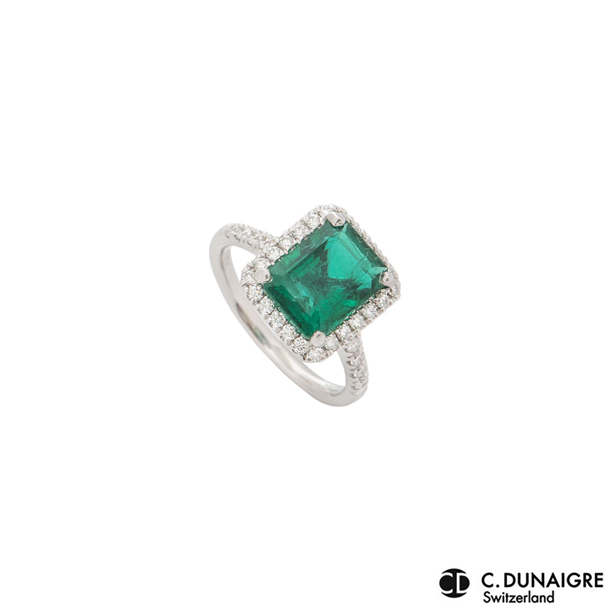 White Gold Diamond And Emerald Ring 3.06ct | Rich Diamonds